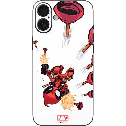 Marvel Deadpool Babypool Shooting iPhone 16 Plus Skin